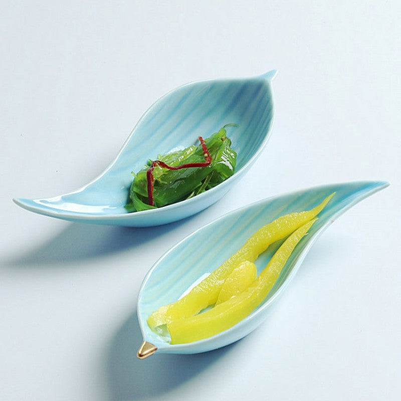 Feblilac Leaf-Shaped Ceramic Small Dish Saucer Dinnerware