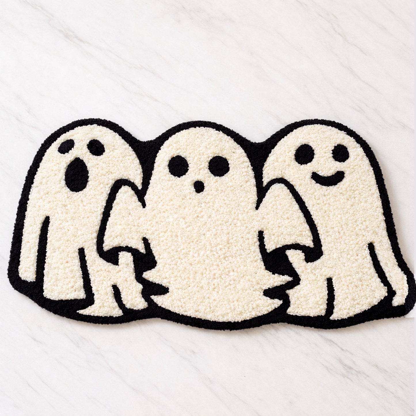 Feblilac Three Black and White Cute Elves Tufted Bath Mat