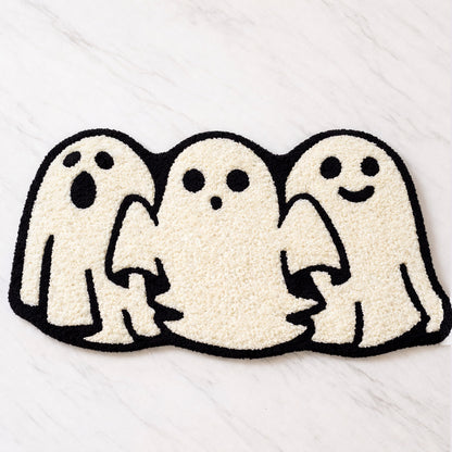 Feblilac Three Black and White Cute Elves Tufted Bath Mat