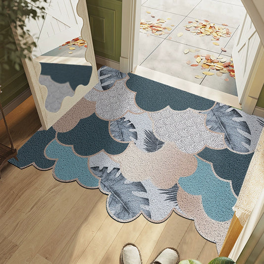 Feblilac Irregular Floating Clouds and Leaves PVC Coil Door Mat