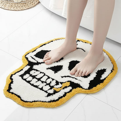 Feblilac Skull Tufted Bath Mat Funny Halloween Non-slip Bathroom Rug