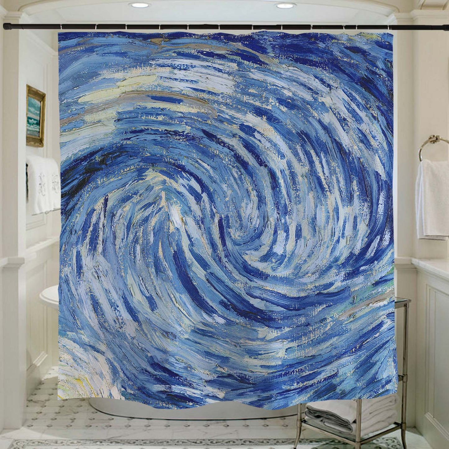 Feblilac Starry Night Shower Curtain with Hooks