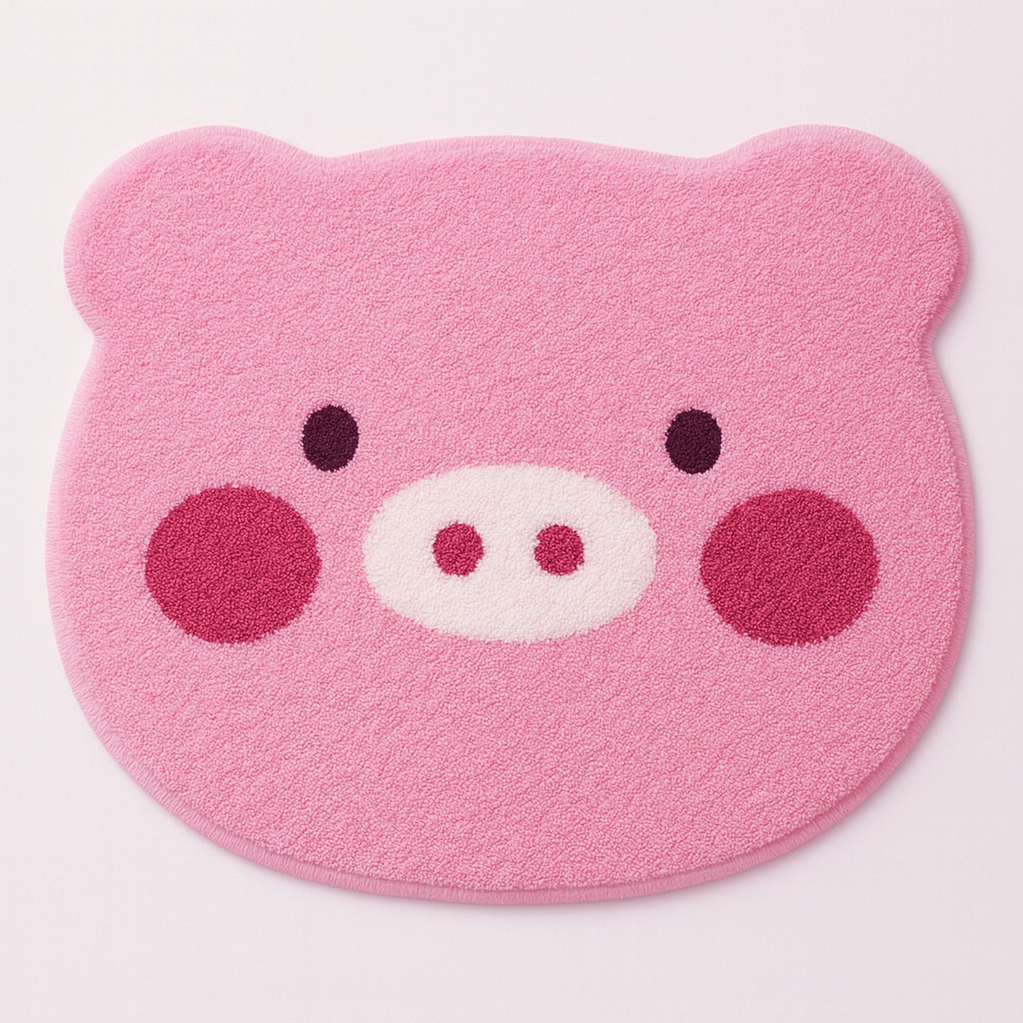 Feblilac Cute Piggy Bath Mat | Pink Kawaii Tufted Non-Slip Bathroom Rug