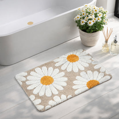 Feblilac Camel Daisy Tufted Bath Mat