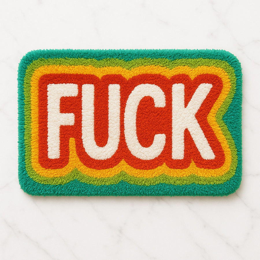 Feblilac Bold Statement Tufted Bath Mat – Colorful Retro Design with Attitude