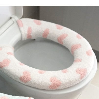 Feblilac Cute Heart/Solid/Stripe Toilet Seat Cover