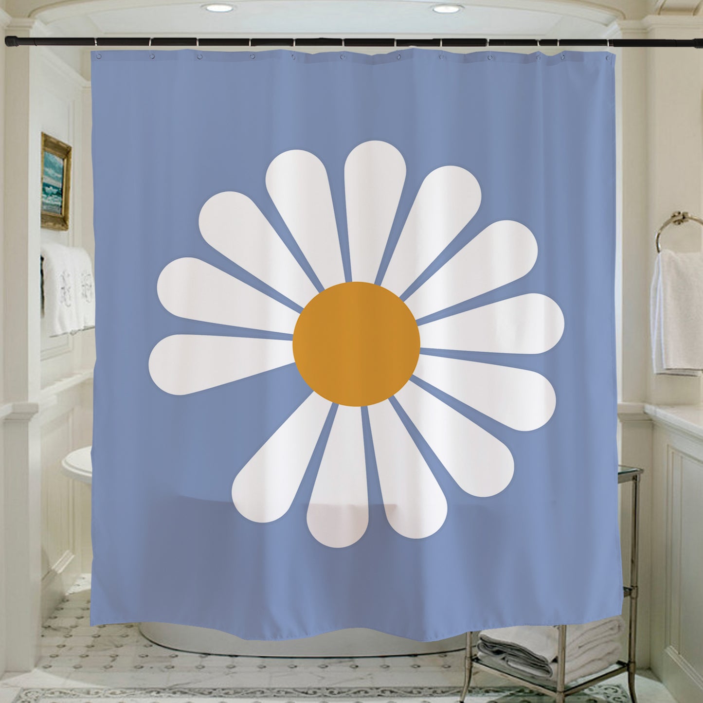 Daisy Flower Shower Curtain with Hooks