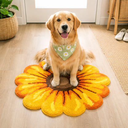 Feblilac Yellow Flowers Tufted Bath Mat