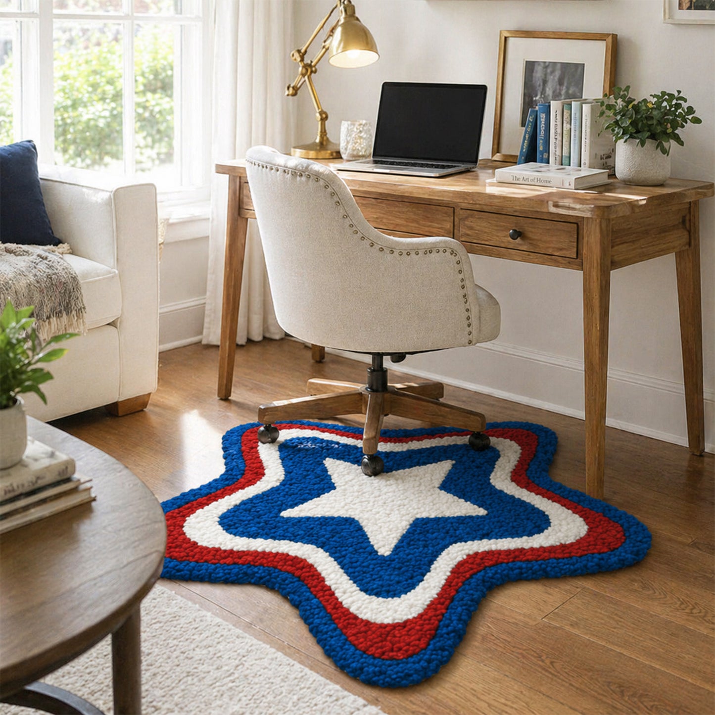 Feblilac Patriotic Star Tufted Bath Mat – Red White Blue Soft Bathroom Rug