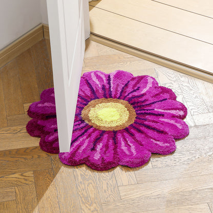 Feblilac Purple Flowers Tufted Bath Mat