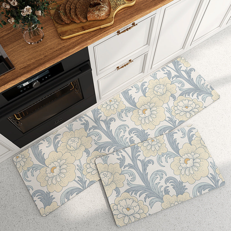 Feblilac Flowers Katie's Garden PVC Leather Kitchen Mat