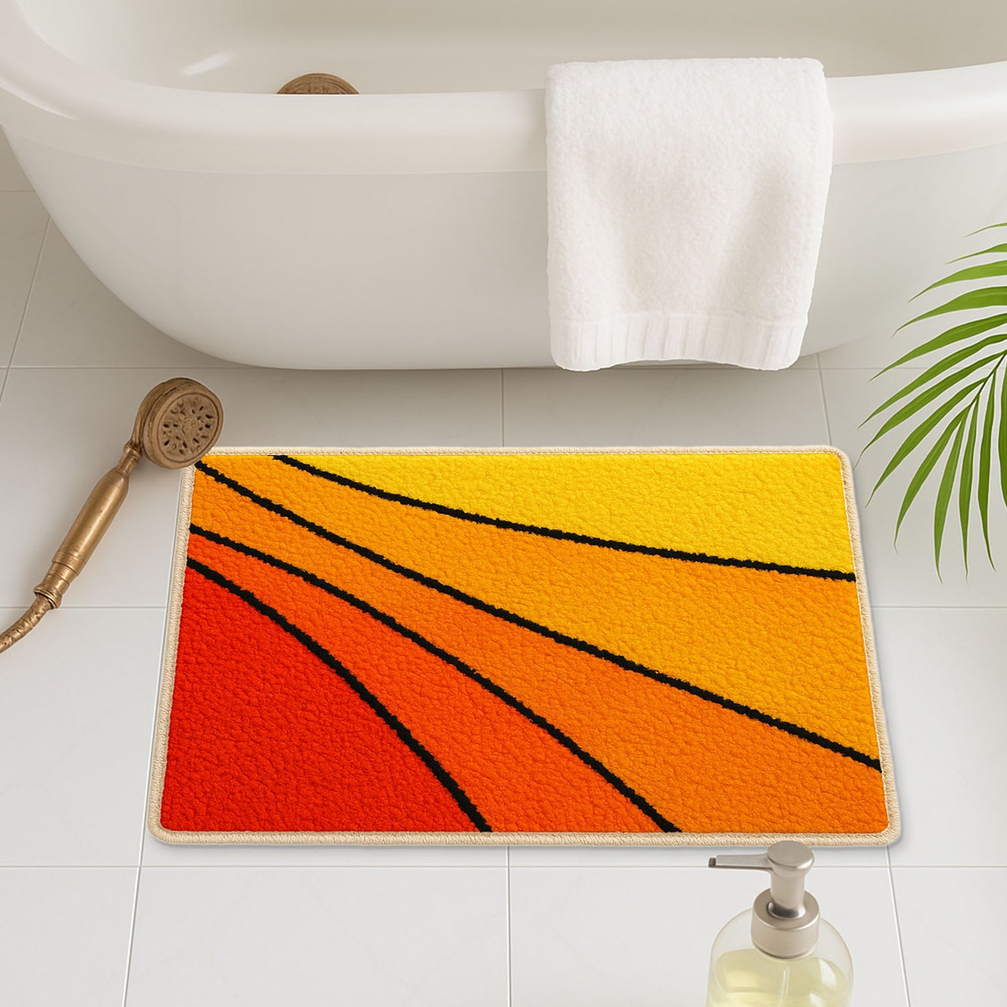 Feblilac Lovely Abstract Sunset Geometric Tufted Bath Mat