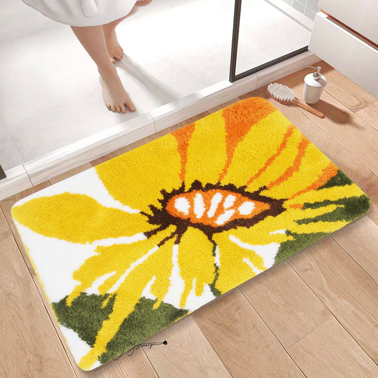 Feblilac Rectangular Sunflower Tufted Bath Mat @Joy's design
