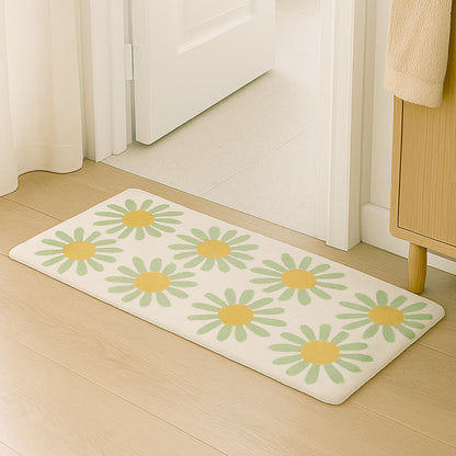 Feblilac Daisy Floral Bath Mat – Soft Non-Slip Absorbent Rug for Bathroom & Entryway