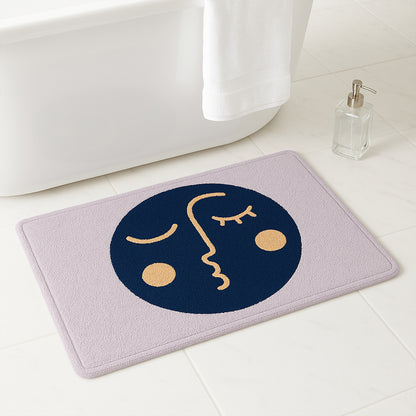 Feblilac Abstract Face Tufted Bath Mat – Modern Non-Slip Soft Bathroom Rug