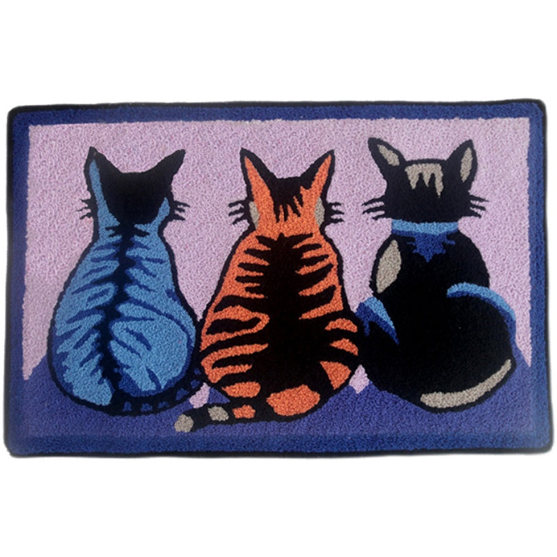 Feblilac Cute Three Cats Tufted Bath Mat