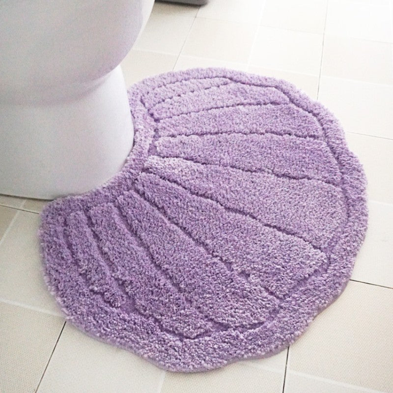 Feblilac Solid Color Toilet Mat Lid Cover Shell U-Shaped Toilet Floor Mat, Non-Slip Pedestal Mat - view 5
