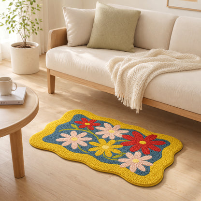 Feblilac Floral Wavy Tufted Bath Mat