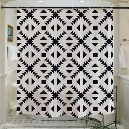 Feblilac Black and White Diamond Pattern Shower Curtain with Hooks