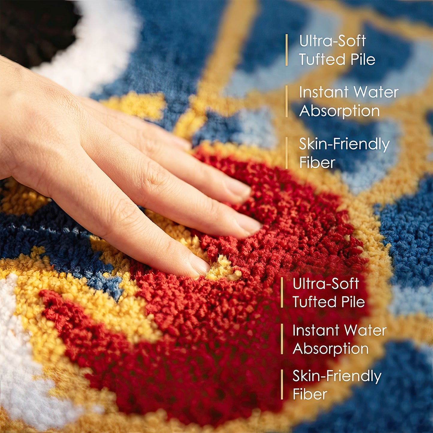 Feblilac Cute Blue Koi Fish Bath Mat, Japanese Carp Bathroom Rug