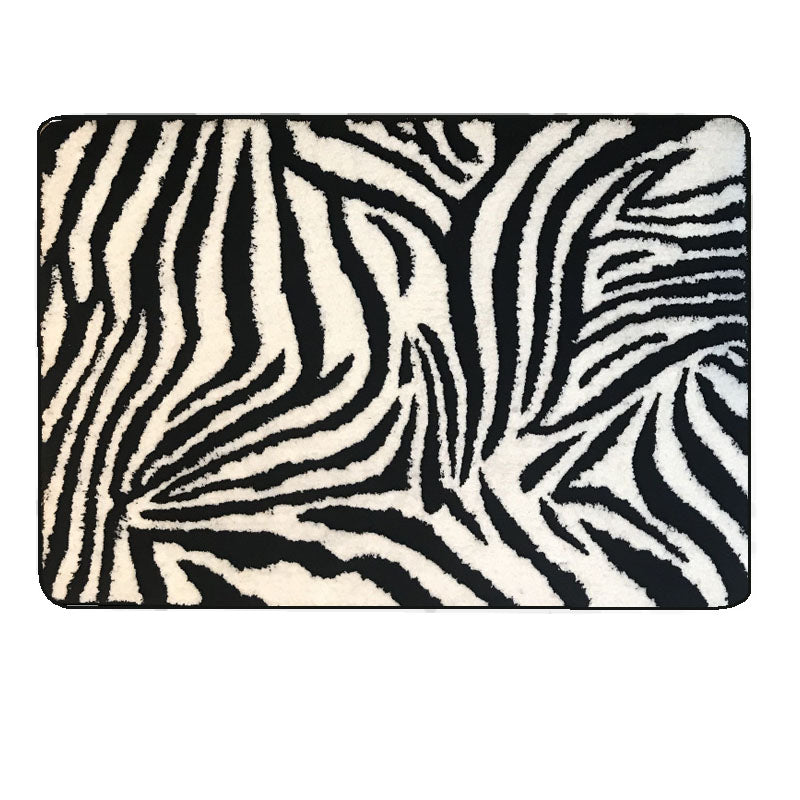 Feblilac Cute Black and White Zebra Tufted Bath Mat