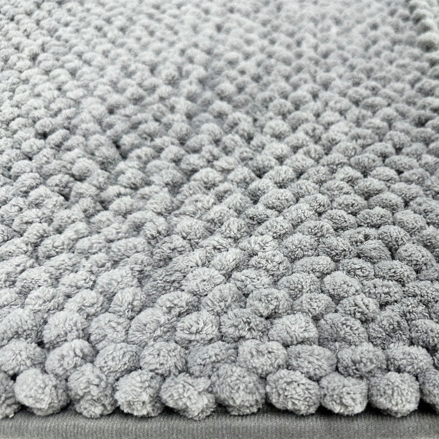 Feblilac Gray and White Chenille Non-Slip Microfiber Shag Bathroom Rug Mat