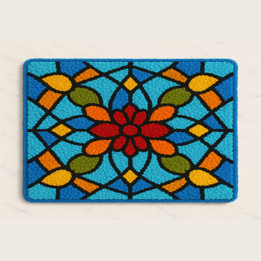 Feblilac Mosaic Tile Tufted Bath Mat – Colorful Geometric Pattern, Soft & Vibrant Bathroom Rug