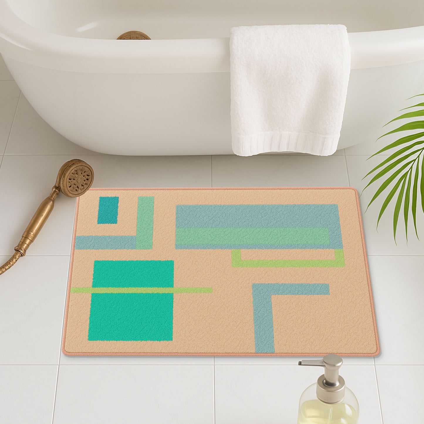 Feblilac Geometric Big Squares Geometric Tufted Bath Mat