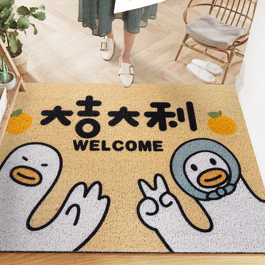 Feblilac Cute Duck and Oranges PVC Coil Door Mat