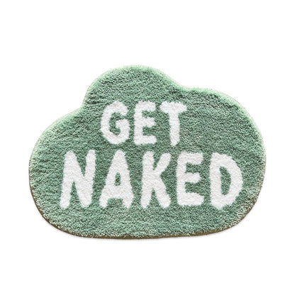 Feblilac White Letter GET Naked Cloud Tufted Bath Mat