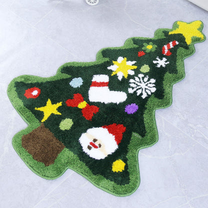 Feblilac Christmas Tree Tufted Bath Mat