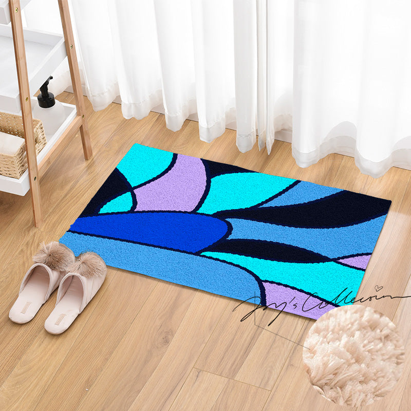 Feblilac Colorful Abstract Sea Geometric Tufted Bath Mat