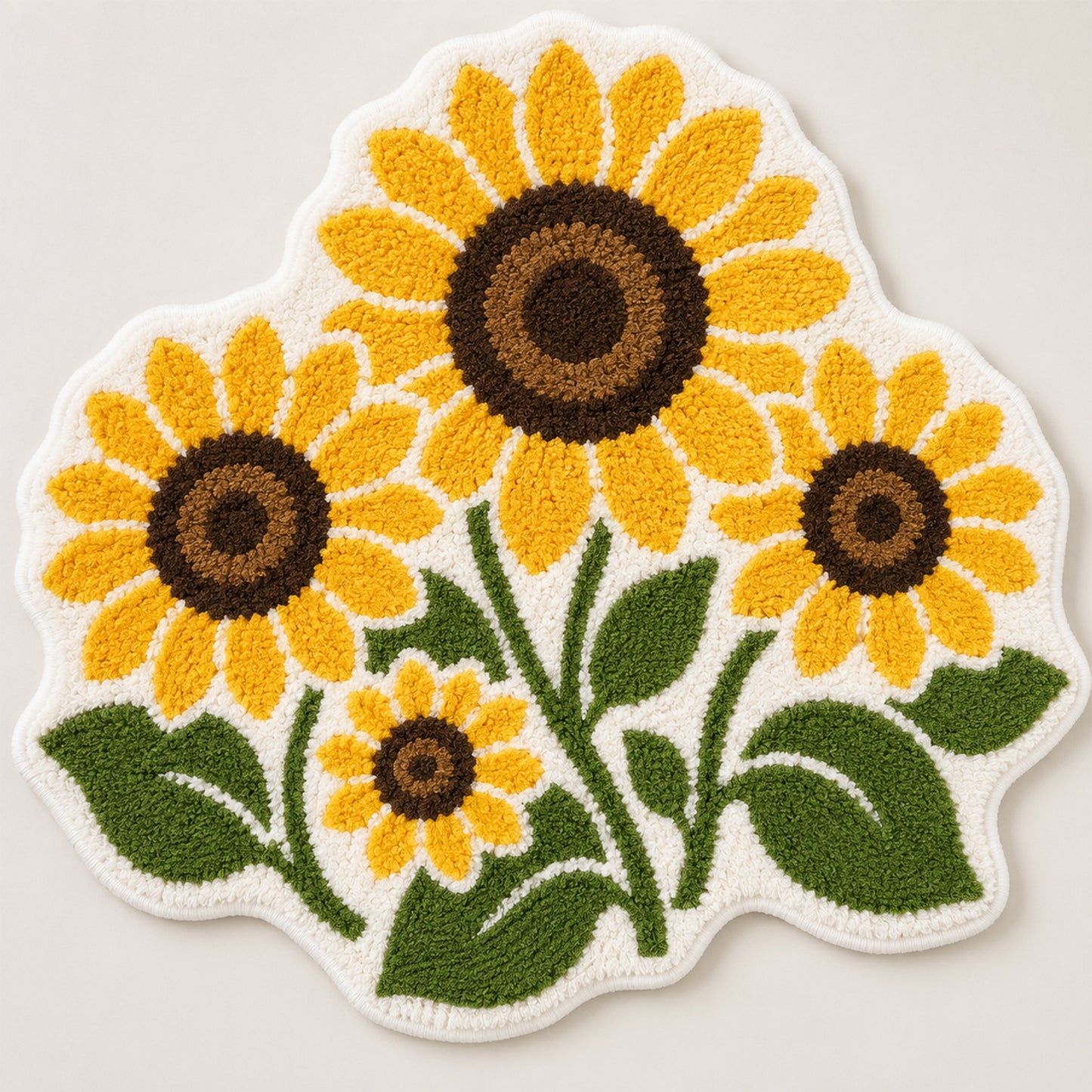 Feblilac Sunflower Shaped Tufted Bath Mat