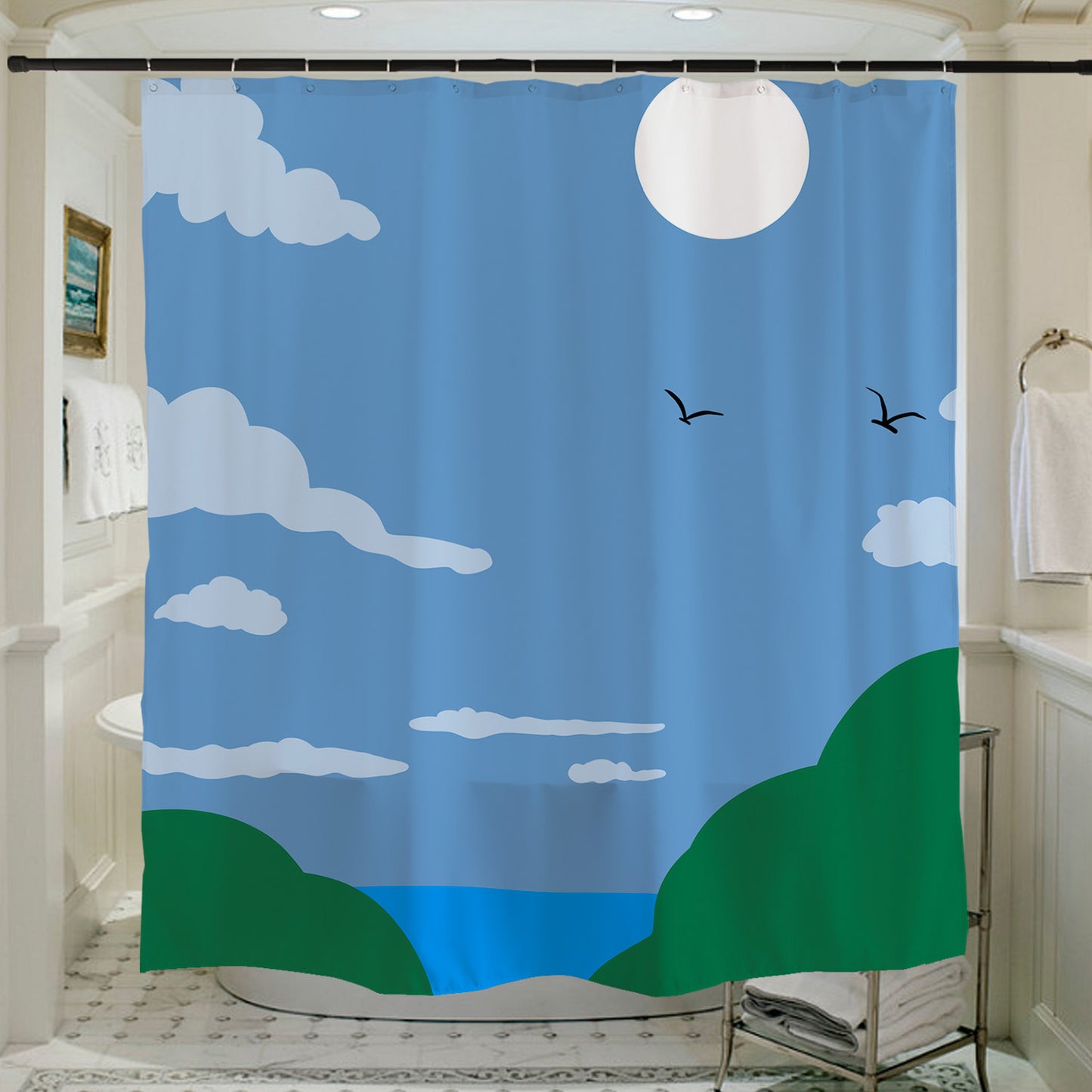 Feblilac Path to the Beach Shower Curtain with Hooks