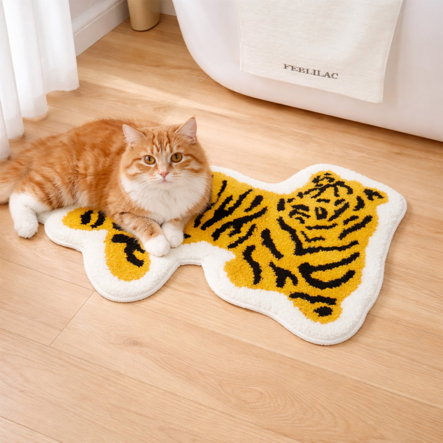 Tiger Bath Mat – Cute Tufted Tiger Rug for Bathroom, Bedroom & Entryway
