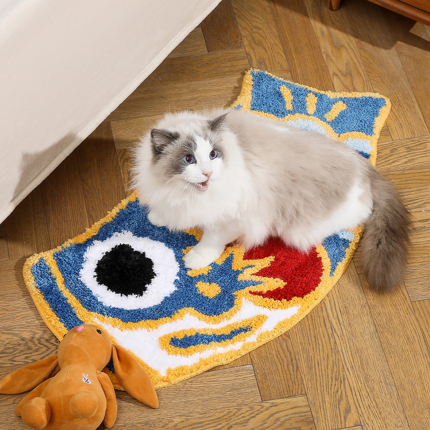 Feblilac Cute Blue Koi Fish Bath Mat, Japanese Carp Bathroom Rug