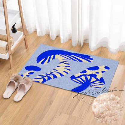 Feblilac Light Blue Mushroom Tufted Bath Mat