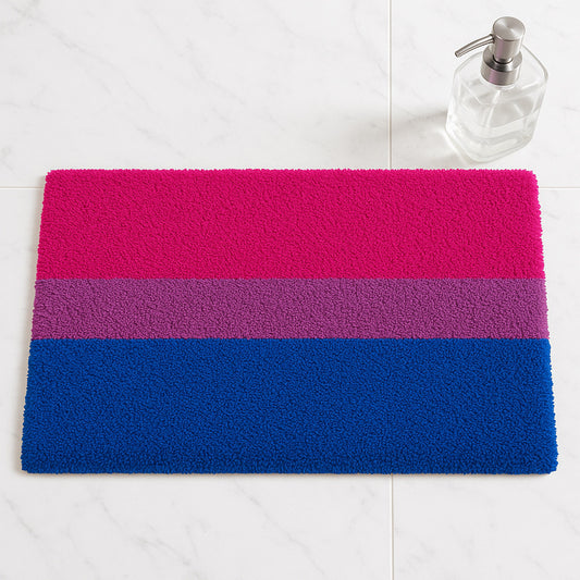 Feblilac Pride Stripes Tufted Bath Mat – Bisexual Flag Colors, Bold & Inclusive Bathroom Rug
