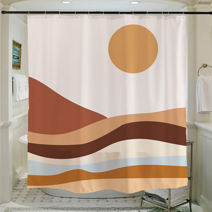 Feblilac Orange Mountains and Rivers Sunrise Shower Curtain with Hooks