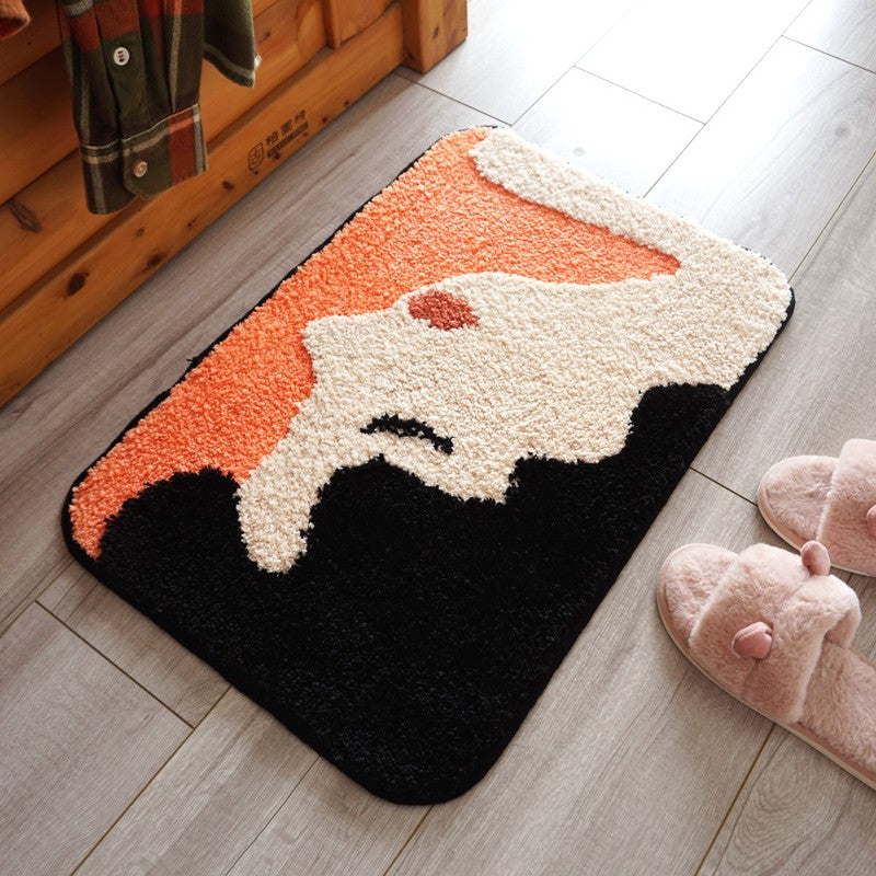 Feblilac Cute Cartoon Girl Tufted Bath Mat