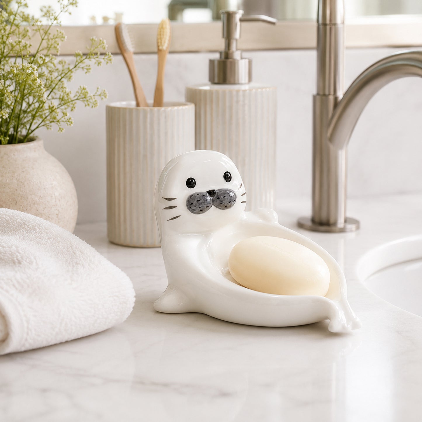 Feblilac Sea Lion Ceramic Soap Holder