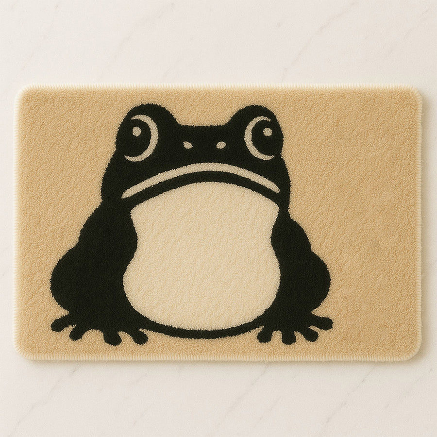 Feblilac Frog Tufted Bath Mat – Bold Amphibian Graphic, Fun & Playful Bathroom Rug