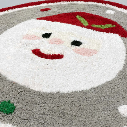 Feblilac Round Christmas Santa Claus Tufted Bath Mat