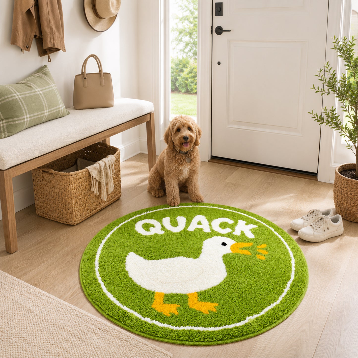 Feblilac Cute Quack Duck Round Tufted Bath Mat