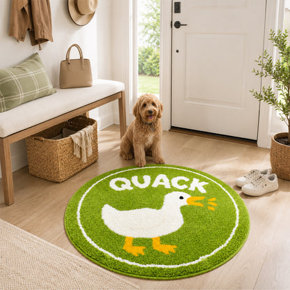 Feblilac Cute Quack Duck Round Tufted Bath Mat