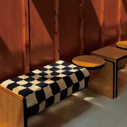 Feblilac Black and Brown Checkerboard Tufted Bath Mat