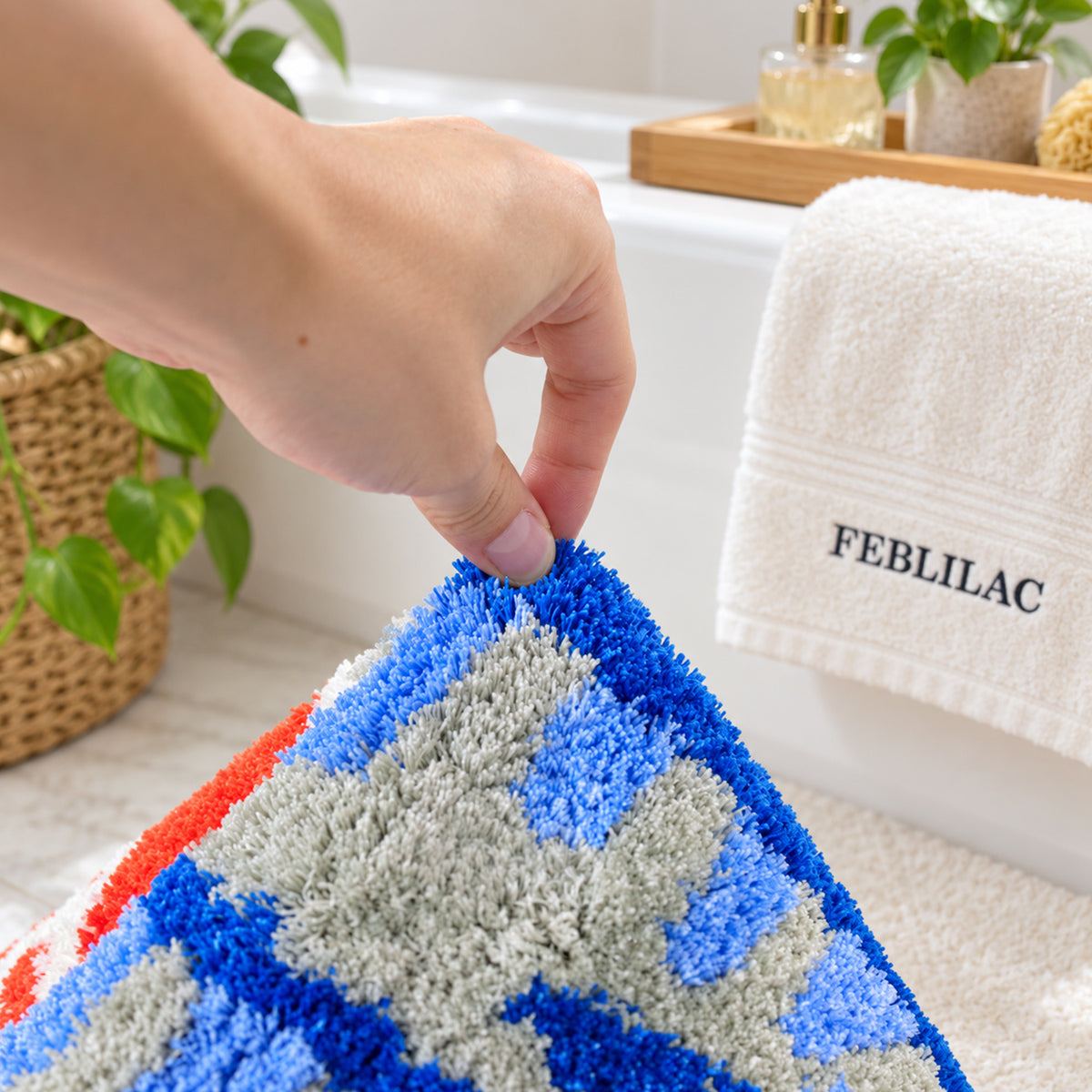 Feblilac Sardine Tin Tufted Bath Mat, Funny Fish Rug