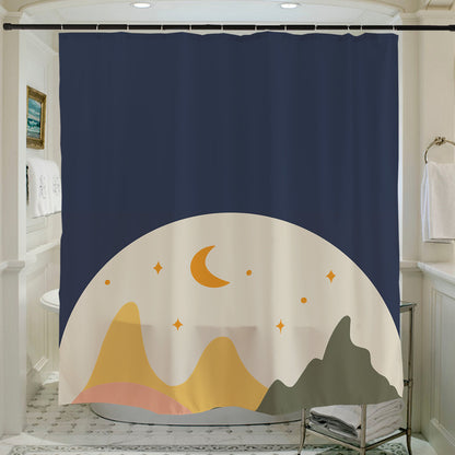 Feblilac  Brown Background Moon Mountains  Shower Curtain with Hooks