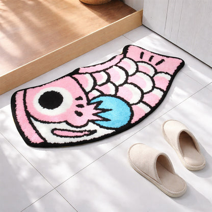 Feblilac Cute Pink and Blue Koi Fish Bath Mat