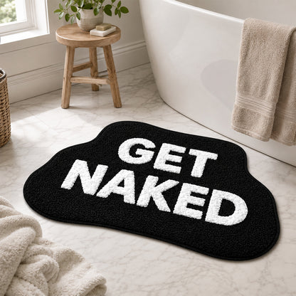 Feblilac GET NAKED Tufted Bath Mat, Irregular Black and White